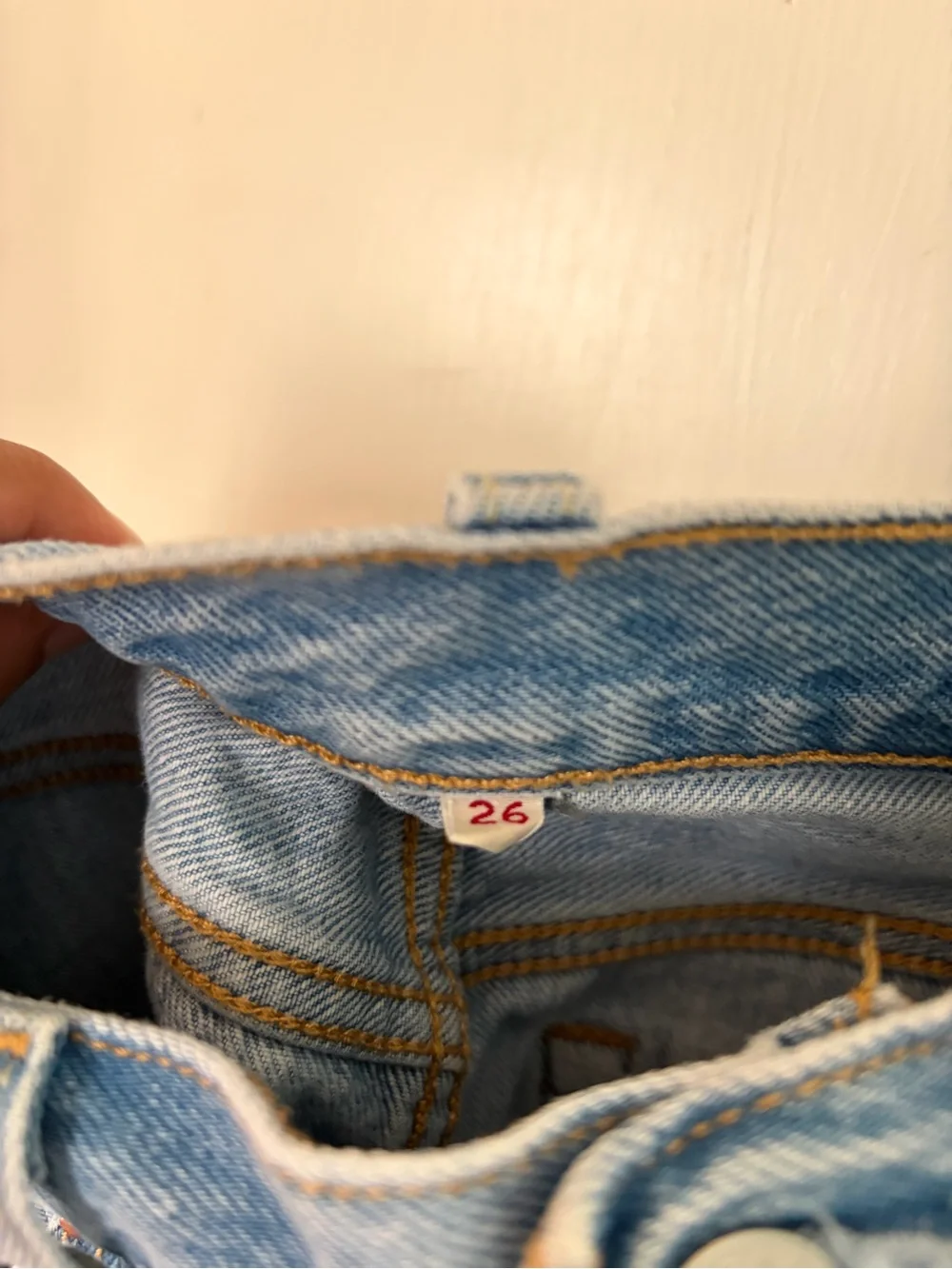 501 High Waisted Levi's Denim Mini Skirt with Frayed Hem